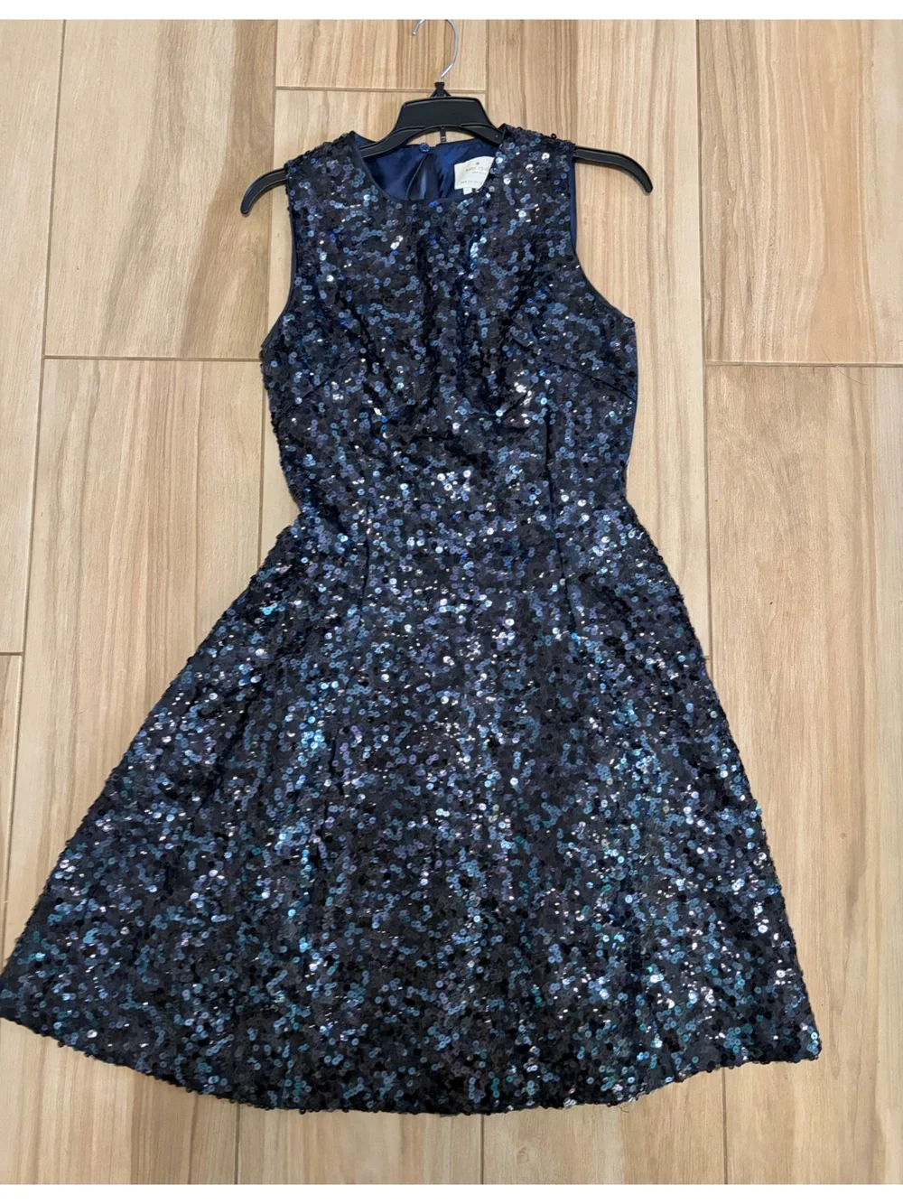 KATE SPADE Navy Blue Sequin Fit & Flare Sleeveless Dress Size 4